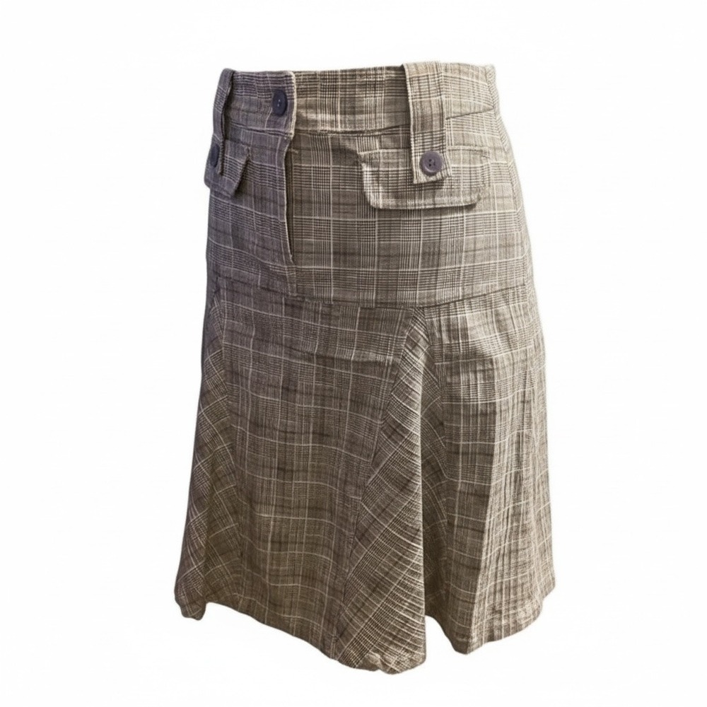 COCOTTE Beige and white plaidWomen's  miniskirt with cargo pockets, Small
